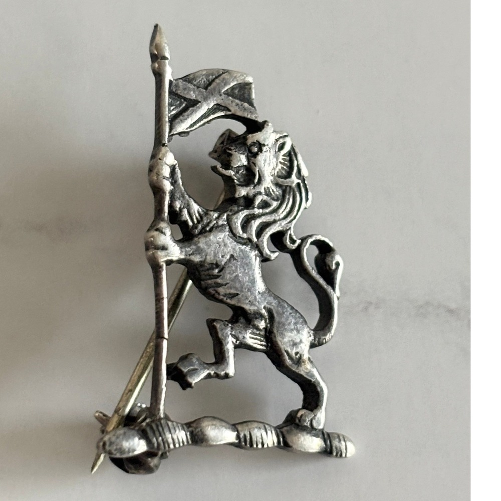 Vintage Iona Sterling Silver Lion Rampant Pin - Scottish Celtic Pin